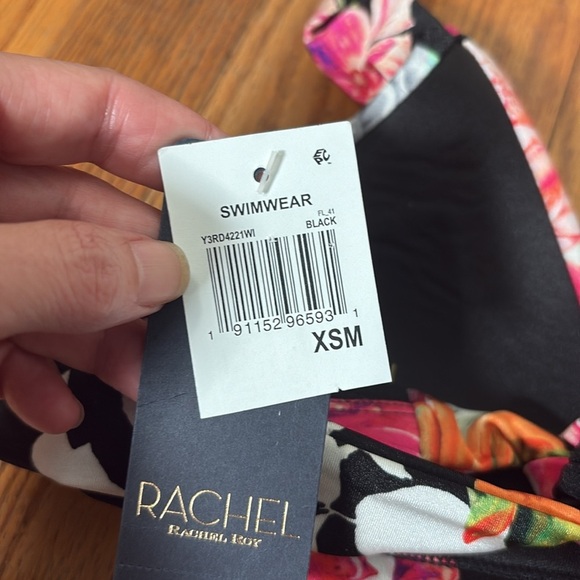 RACHEL Rachel Roy Halter Bikini Top Black Floral size XS NWT - Picture 4 of 7